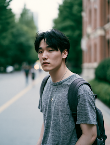 Aloof College Student on Campus Street