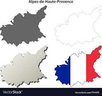 Alpes-de-Haute-Provence Provence outline map set vector image