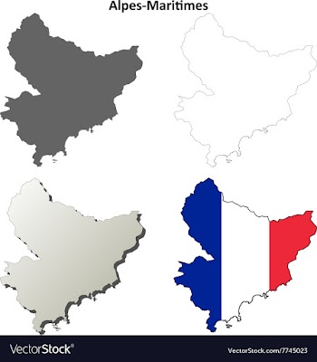 Alpes-Maritimes Provence outline map set vector image
