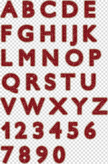Alpha Christmas Glitter, Alphabets and Numbers transparent background PNG clipart