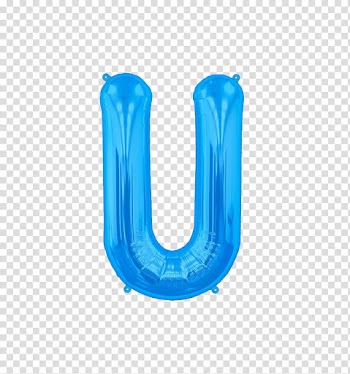 Alphabet, blue letter u balloon transparent background PNG clipart