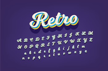 Alphabet collection in 3d retro design Free Vector