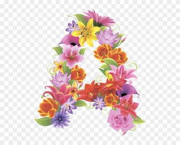 Английский Алфавит, Буква А, Цветочный Алфавит, Цветы, - Alphabet Floral Transparent Background