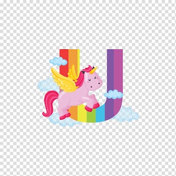 Alphabet Letter Unicorn , Color Pegasus alphabet U transparent background PNG clipart