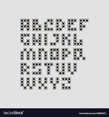 alphabet made of letters in the style of tetris