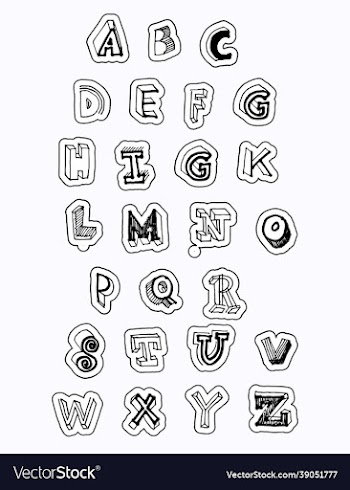 alphabet sticker with cut line free
