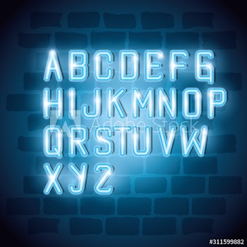 alphabet with neon light decoration design