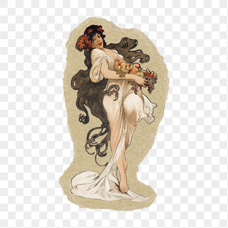 Alphonse Mucha's art nouveau woman | Free PNG Illustration - rawpixel