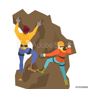 Alpinist couple climb the mountain