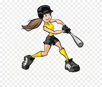 Alston Middle School - Girl Softball Player Cartoon
