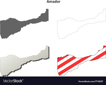 Amador County California outline map set vector image