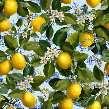 Amalfi Coast Lemon Botanical Pattern