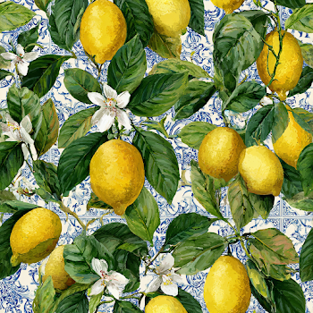 Amalfi Coast Lemon Botanical Pattern