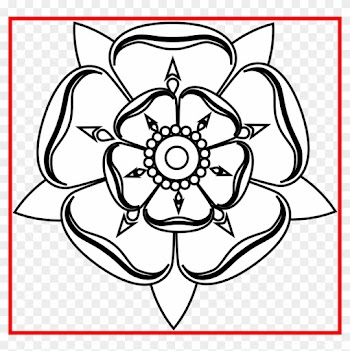 Amazing Rose Black And White Outline Floral Victorian - Tudor Rose Colouring Page