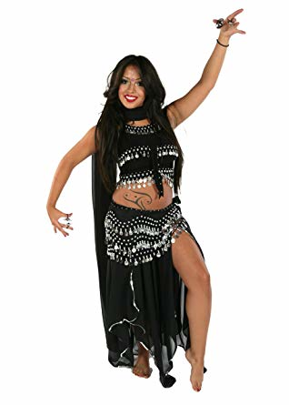 Amazon.com: Belly Dance Costume Set | Skirt-Veil,Tank-Top & Hip ...