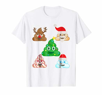 Amazon.com: Christmas Reindeer Snowman Tree Santa Emoticon Shirt ...