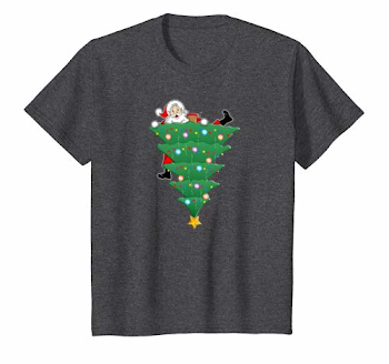 Amazon.com: Funny Upside Down Santa Christmas Tree Shirt with ...
