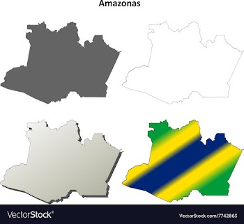 Amazonas blank outline map set vector image