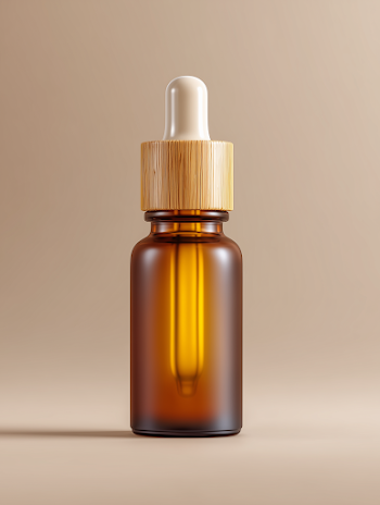 Amber Frosted Essential Oil Bottle with Wooden Dropper