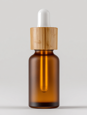 Amber Frosted Essential Oil Bottle with Wooden Dropper Cap