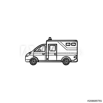 Ambulance car hand drawn outline doodle icon