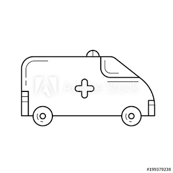 Ambulance vector line icon isolated on white background