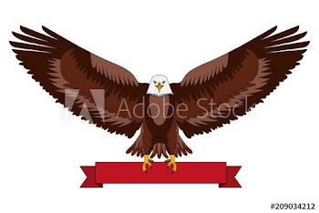 american bald eagle emblem with ribbon design