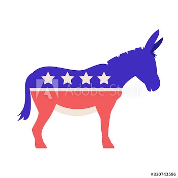 American democrat mule or donkey with american flag color and star