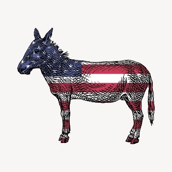 American flag donkey clipart, vintage | Free Vector - rawpixel