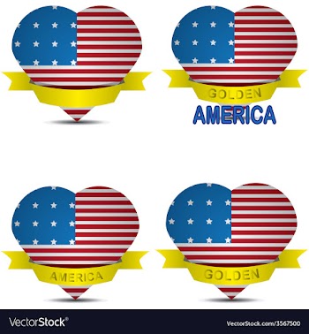 American flag in the shape of heart vector image