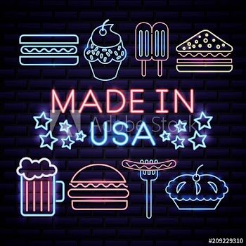 american independence day made in usa beer sandwich cake sausage food vector illustration