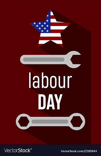 American labour days banner with wrench and usa vector image