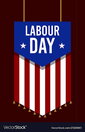 American or usa labour days banner in badge style vector image