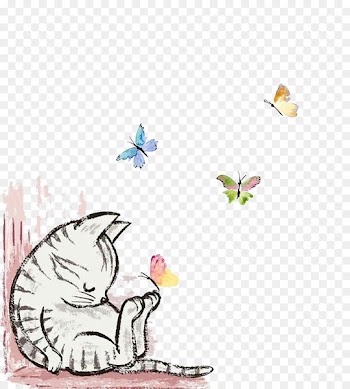 American Shorthair Kitten Drawing Illustration - Cartoon cat wall painting 