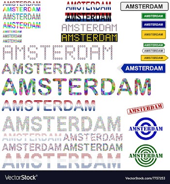 Amsterdam text design set vector image