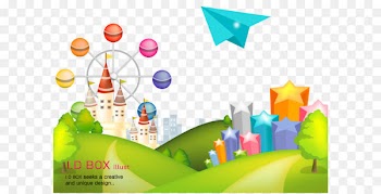Amusement park Cartoon Poster - Happy castle vector illustration 