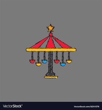 Amusement park circus attraction in hatching style vector image