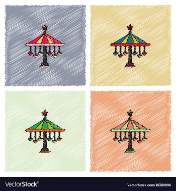 Amusement park circus attraction in hatching style vector image