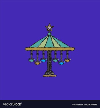 Amusement park circus attraction in hatching style vector image