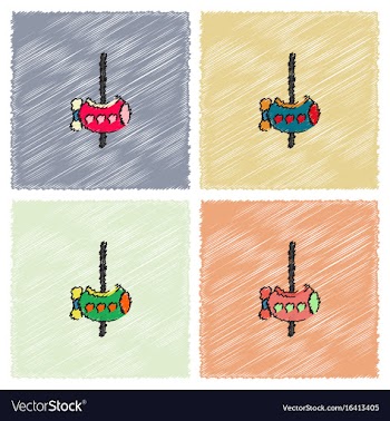Amusement park circus attraction in hatching style vector image