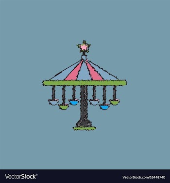 Amusement park circus attraction in hatching style vector image