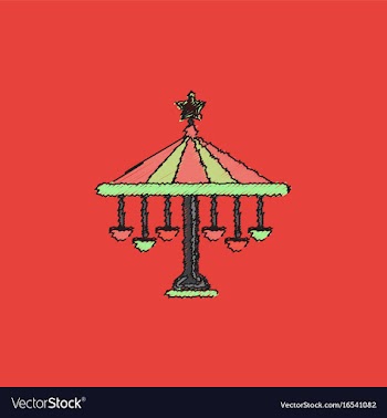 Amusement park circus attraction in hatching style vector image