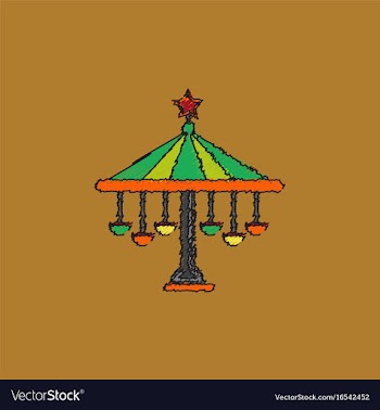 Amusement park circus attraction in hatching style vector image