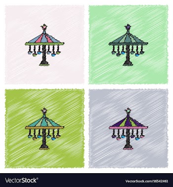 Amusement park circus attraction in hatching style vector image