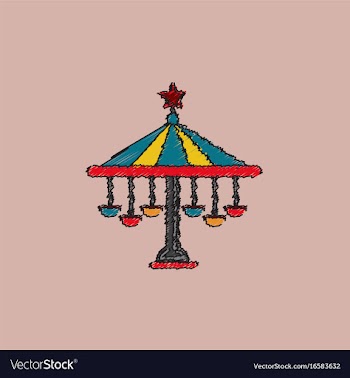 Amusement park circus attraction in hatching style vector image