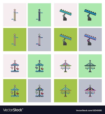 Amusement park icons vector image