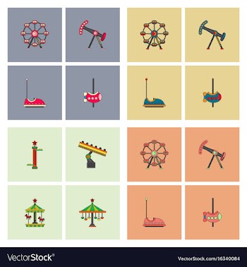 Amusement park icons vector image