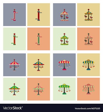 Amusement park icons vector image