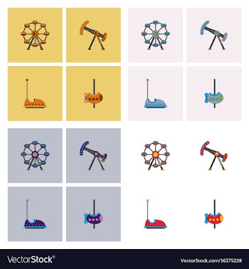 Amusement park icons vector image
