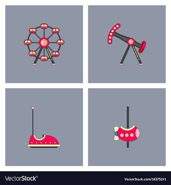 Amusement park icons vector image